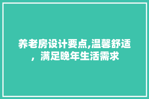 养老房设计要点,温馨舒适，满足晚年生活需求 隔断设计