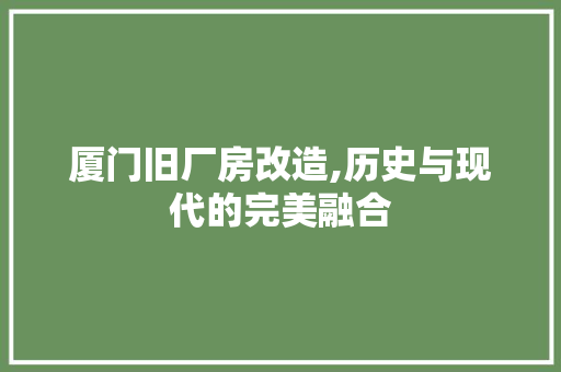 厦门旧厂房改造,历史与现代的完美融合