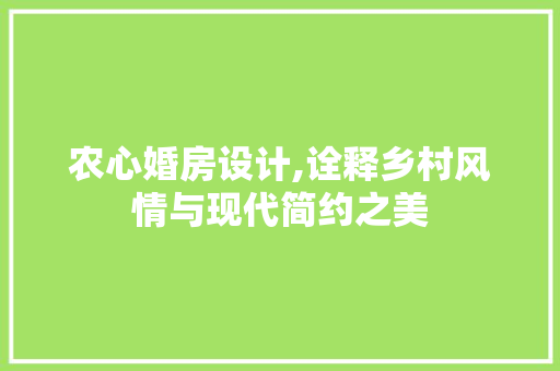 农心婚房设计,诠释乡村风情与现代简约之美 景观设计