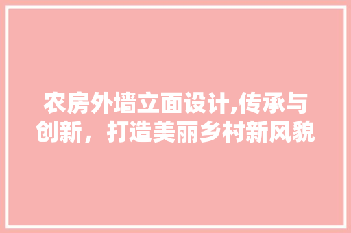 农房外墙立面设计,传承与创新，打造美丽乡村新风貌