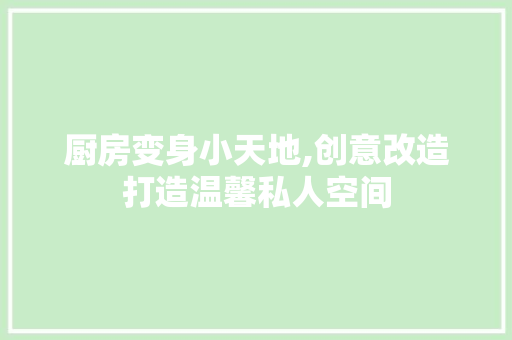 厨房变身小天地,创意改造打造温馨私人空间
