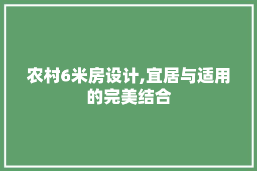 农村6米房设计,宜居与适用的完美结合