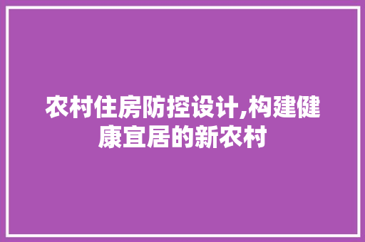 农村住房防控设计,构建健康宜居的新农村 隔断设计