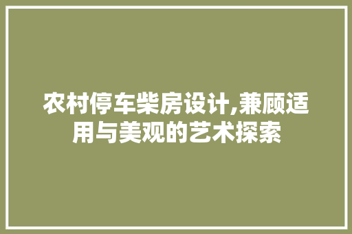 农村停车柴房设计,兼顾适用与美观的艺术探索