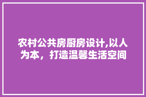 农村公共房厨房设计,以人为本，打造温馨生活空间