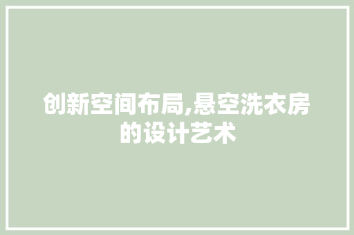 创新空间布局,悬空洗衣房的设计艺术