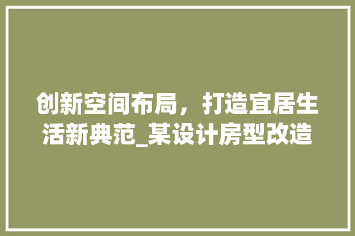 创新空间布局，打造宜居生活新典范_某设计房型改造例子