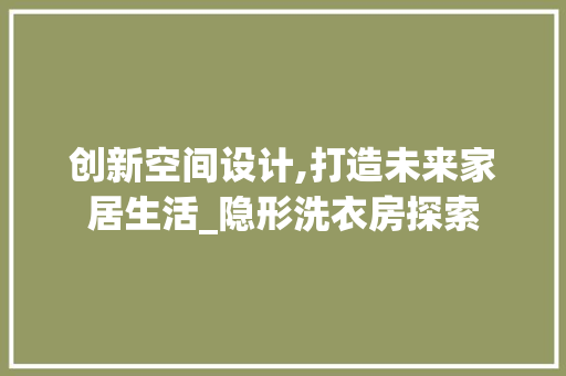 创新空间设计,打造未来家居生活_隐形洗衣房探索 装修材料
