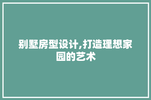 别墅房型设计,打造理想家园的艺术 建筑设计