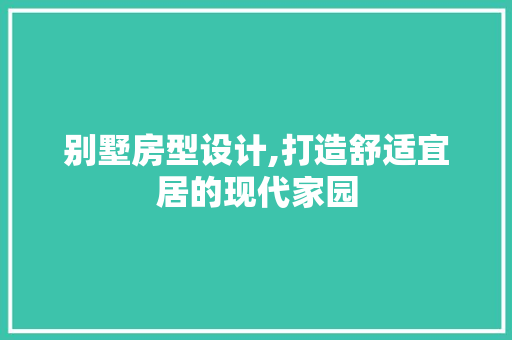 别墅房型设计,打造舒适宜居的现代家园 装修攻略