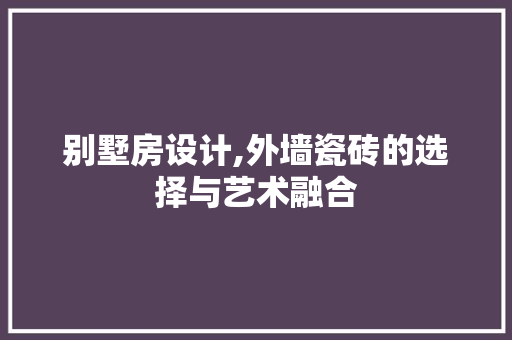 别墅房设计,外墙瓷砖的选择与艺术融合