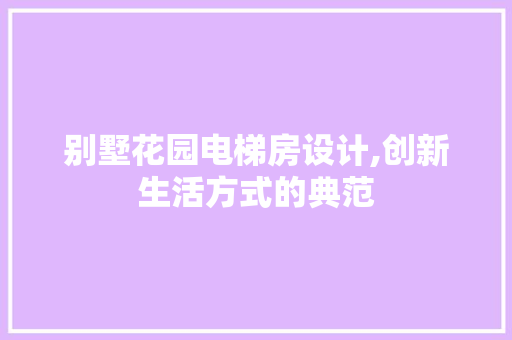 别墅花园电梯房设计,创新生活方式的典范