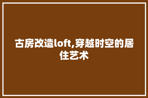 古房改造loft,穿越时空的居住艺术