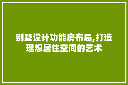 别墅设计功能房布局,打造理想居住空间的艺术