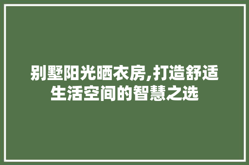 别墅阳光晒衣房,打造舒适生活空间的智慧之选