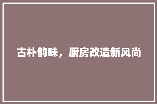 古朴韵味，厨房改造新风尚