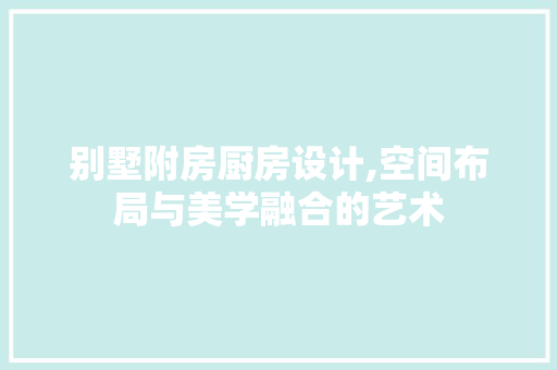 别墅附房厨房设计,空间布局与美学融合的艺术