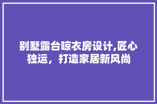 别墅露台晾衣房设计,匠心独运，打造家居新风尚