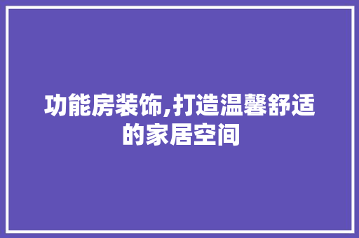 功能房装饰,打造温馨舒适的家居空间