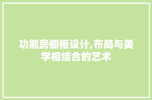 功能房橱柜设计,布局与美学相结合的艺术