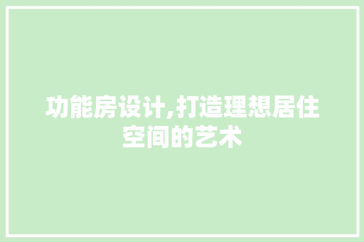 功能房设计,打造理想居住空间的艺术 庭院装修