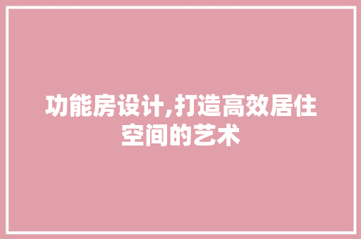 功能房设计,打造高效居住空间的艺术