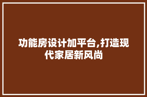 功能房设计加平台,打造现代家居新风尚