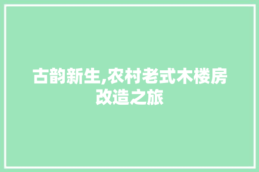 古韵新生,农村老式木楼房改造之旅 装修材料