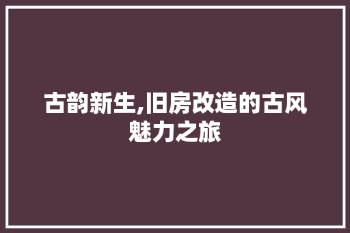 古韵新生,旧房改造的古风魅力之旅