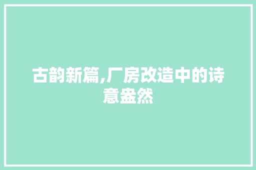 古韵新篇,厂房改造中的诗意盎然