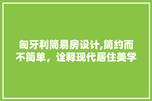 匈牙利简易房设计,简约而不简单，诠释现代居住美学 装修攻略