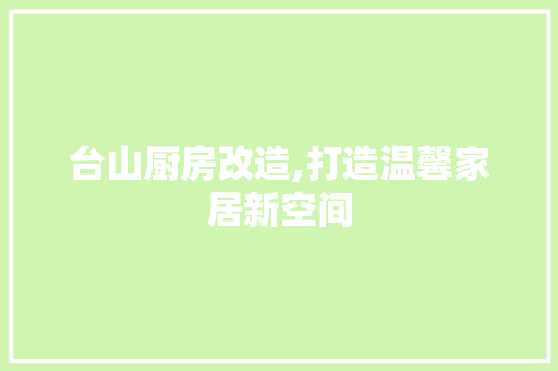 台山厨房改造,打造温馨家居新空间