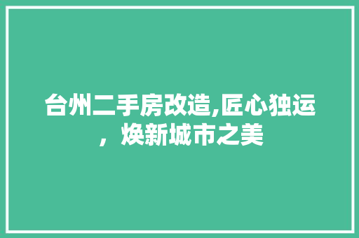 台州二手房改造,匠心独运，焕新城市之美