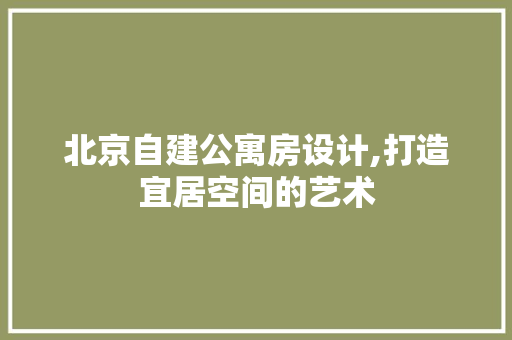 北京自建公寓房设计,打造宜居空间的艺术