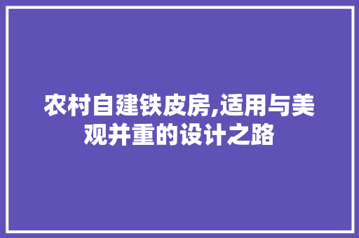 农村自建铁皮房,适用与美观并重的设计之路