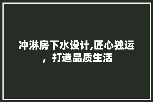 冲淋房下水设计,匠心独运，打造品质生活