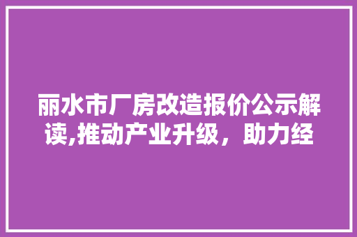 丽水市厂房改造报价公示解读,推动产业升级，助力经济高质量发展