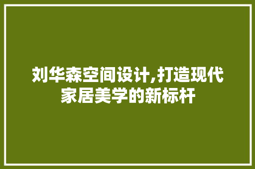 刘华森空间设计,打造现代家居美学的新标杆