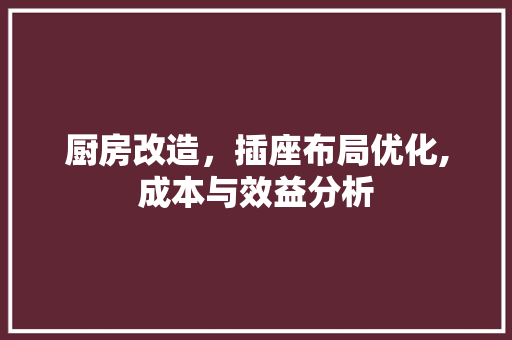 厨房改造，插座布局优化,成本与效益分析