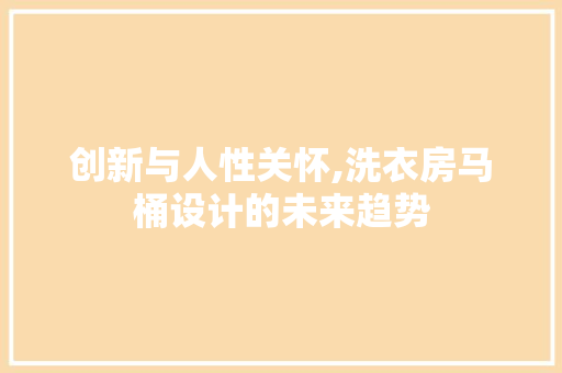 创新与人性关怀,洗衣房马桶设计的未来趋势