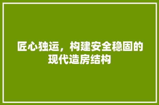 匠心独运，构建安全稳固的现代造房结构