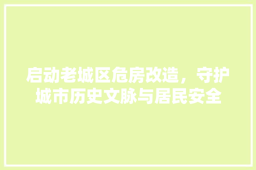 启动老城区危房改造，守护城市历史文脉与居民安全