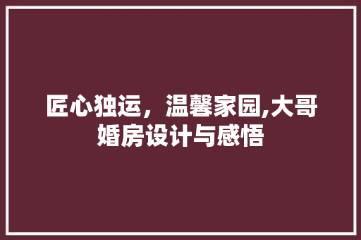 匠心独运，温馨家园,大哥婚房设计与感悟