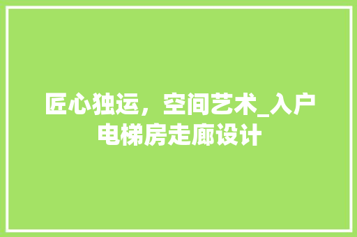 匠心独运，空间艺术_入户电梯房走廊设计