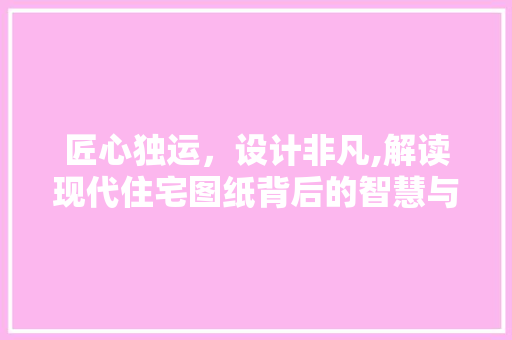 匠心独运，设计非凡,解读现代住宅图纸背后的智慧与美学