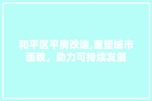 和平区平房改造,重塑城市面貌，助力可持续发展