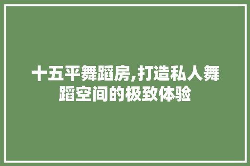 十五平舞蹈房,打造私人舞蹈空间的极致体验