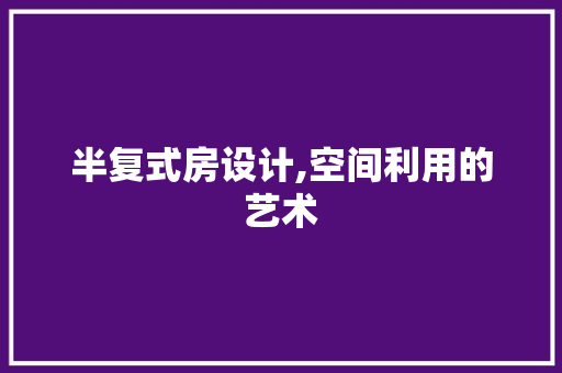 半复式房设计,空间利用的艺术