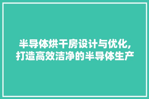 半导体烘干房设计与优化,打造高效洁净的半导体生产环境