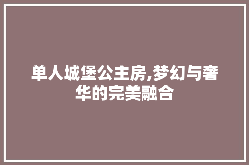 单人城堡公主房,梦幻与奢华的完美融合